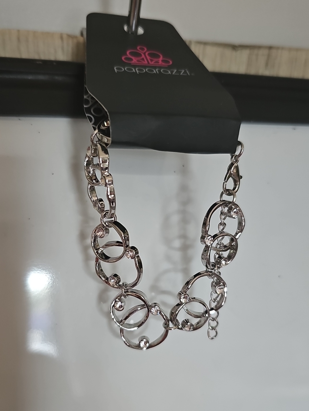 paparazzi Shiny Silver Linked Ring Bracelet